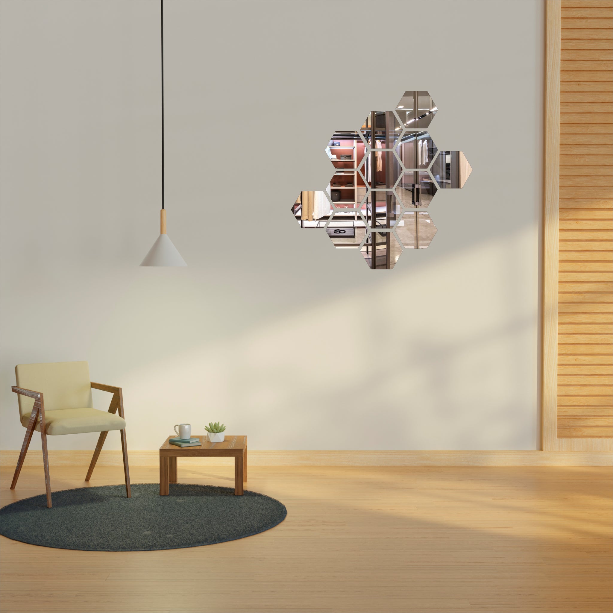 Wallexo Hexagon Silver Acrylic Wall Art