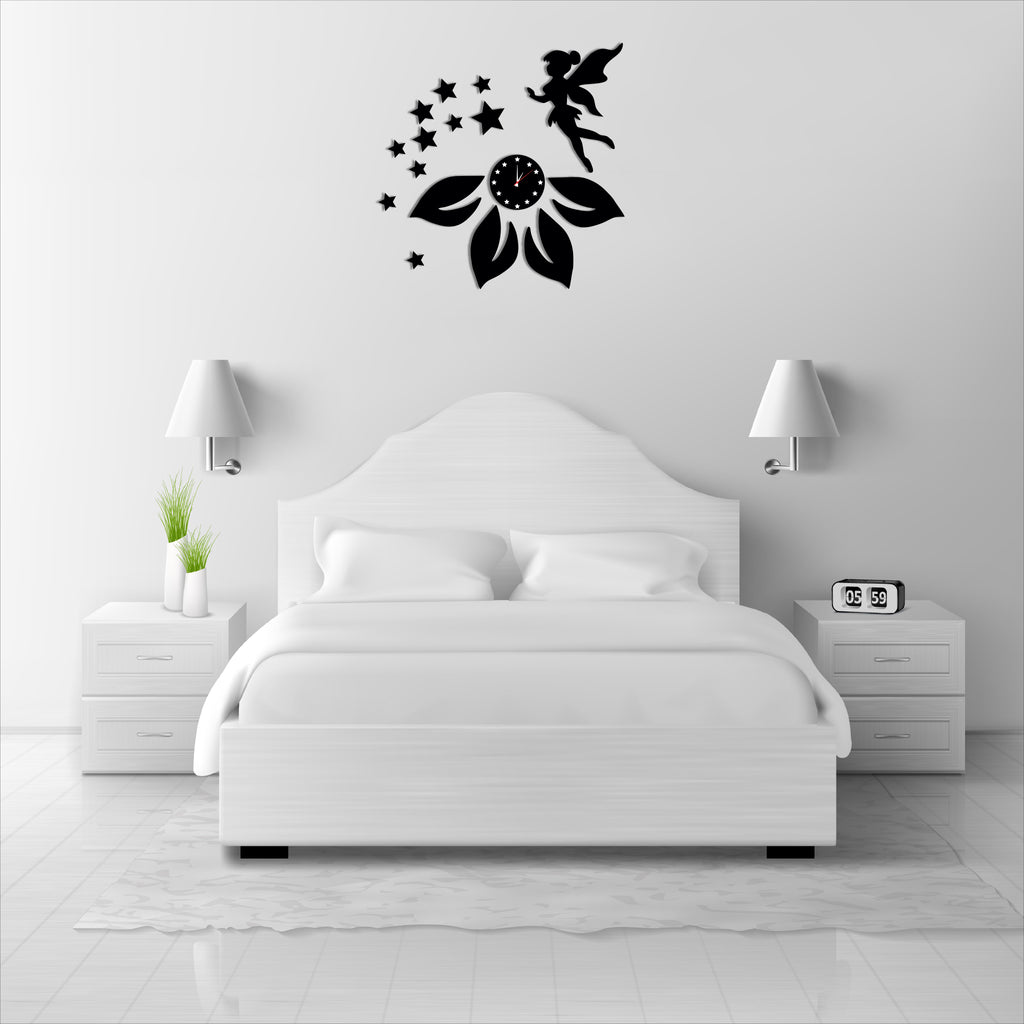 Wallexo Leaf & Star Wooden Wall Clock