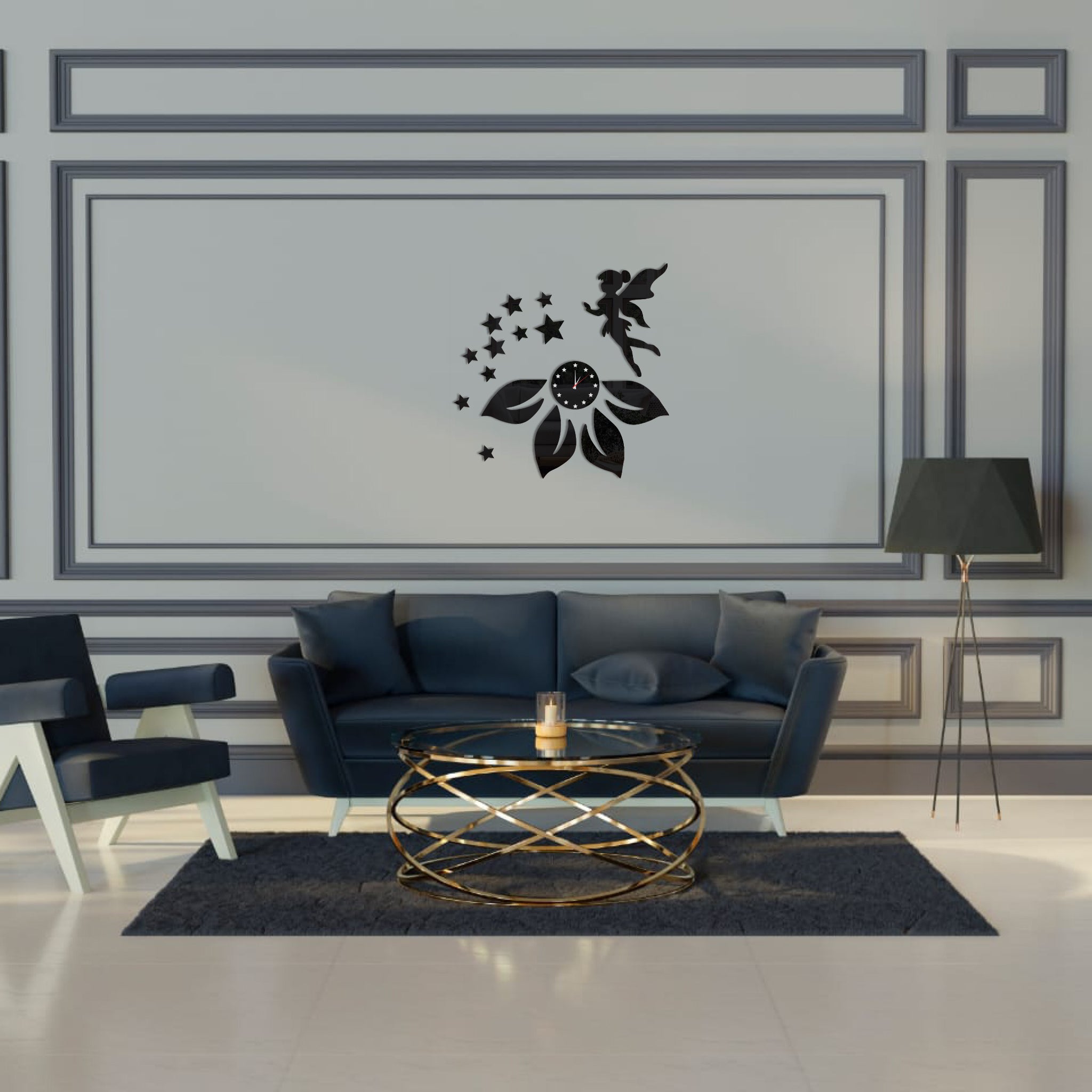 Wallexo Leaf & Star Wooden Wall Clock