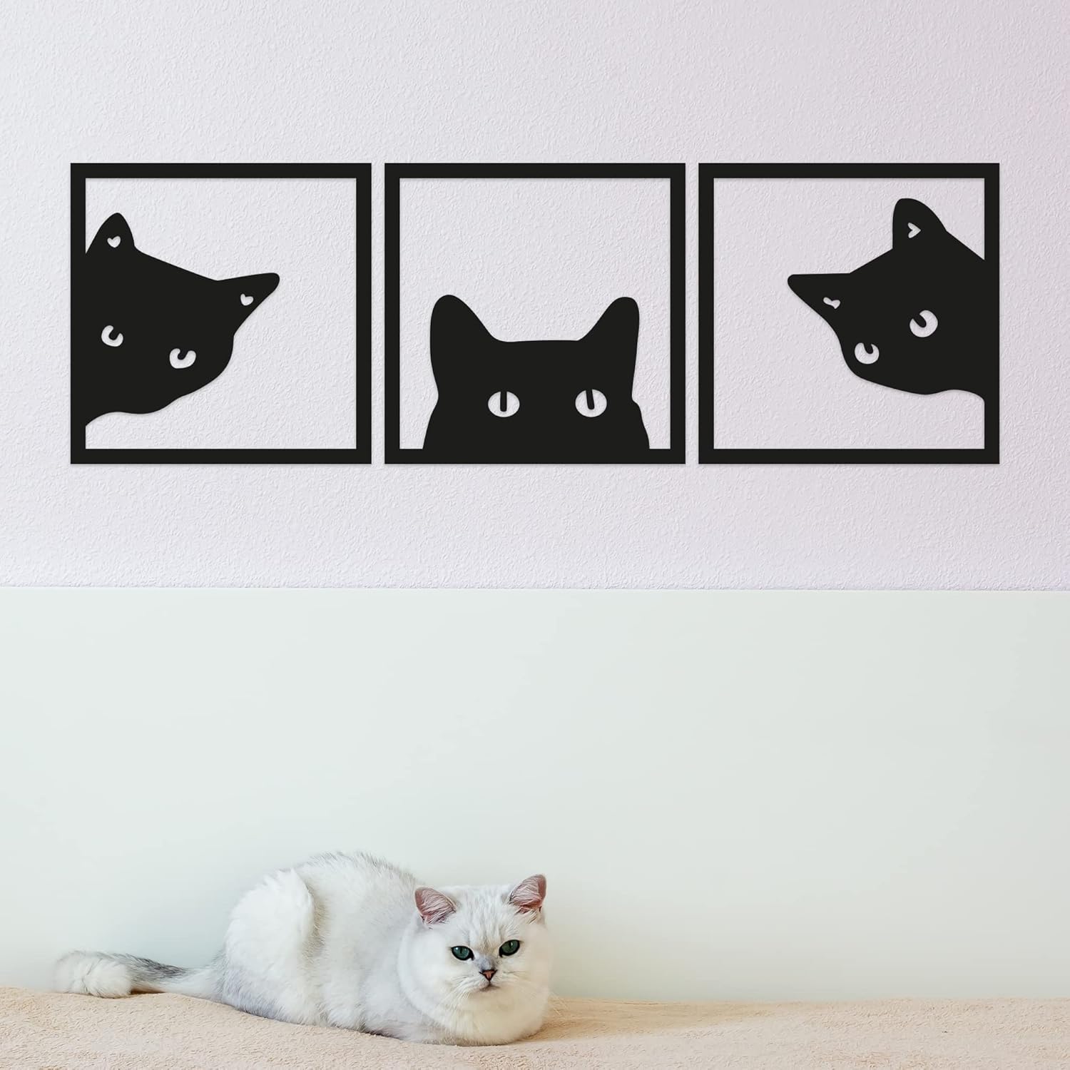 Wallexo Peeking Cats Wall Art Set of 3