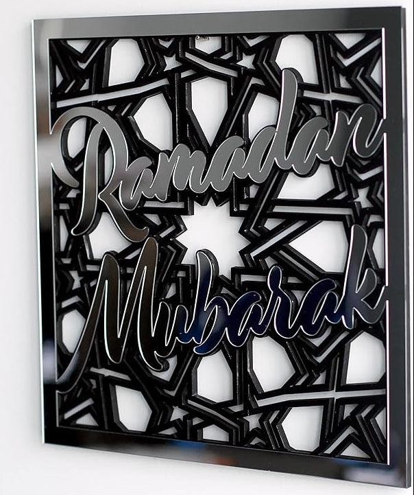 Wallexo Ramadan Mubarak Gold & Silver Acrylic Wall Art