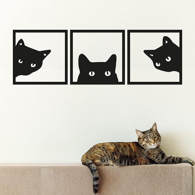 Wallexo Peeking Cats Wall Art Set of 3