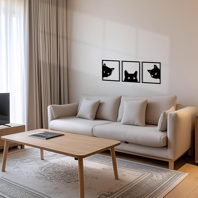 Wallexo Peeking Cats Wall Art Set of 3