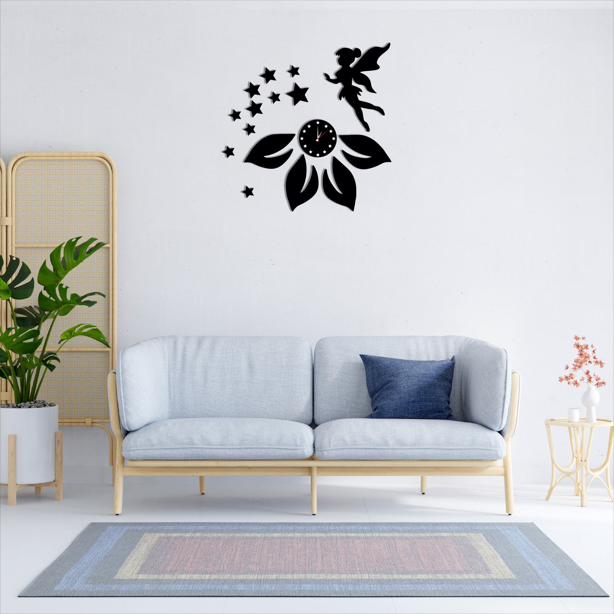 Wallexo Leaf & Star Wooden Wall Clock