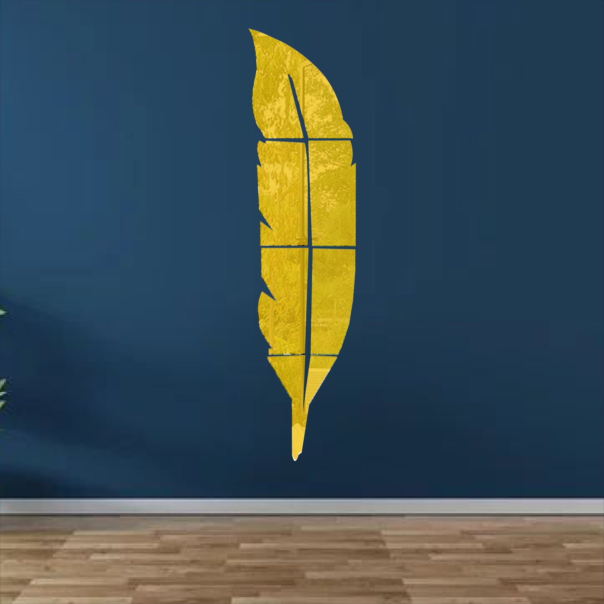 Wallexo Silver & Golden Leaf Modern Reflective Wall Decor