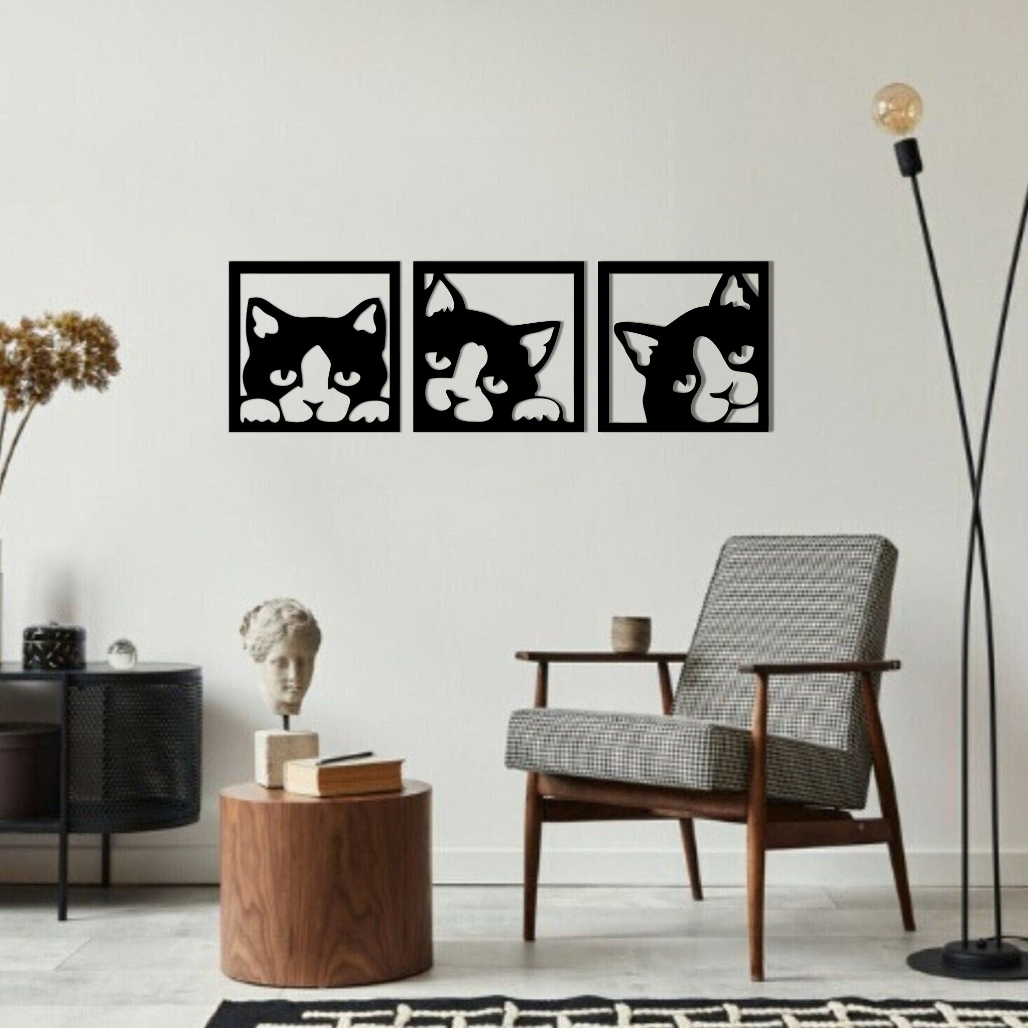 Wallexo Playful Cat Trio Wall Art