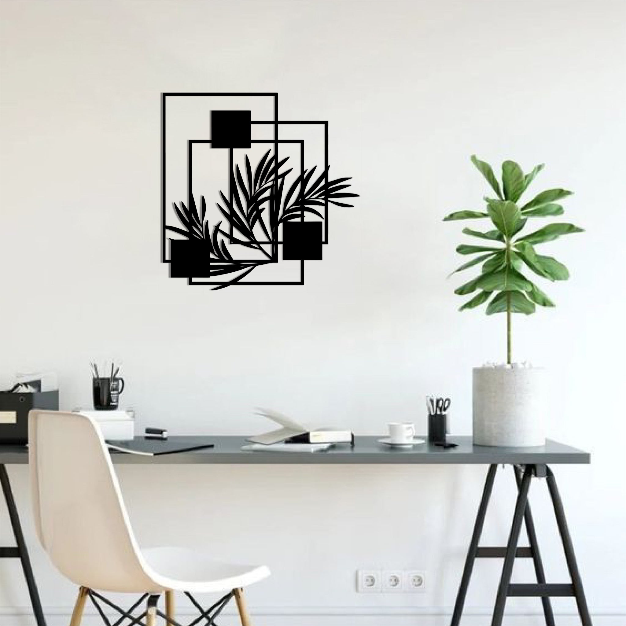 Walllexo Geometric Leaf Wall Art