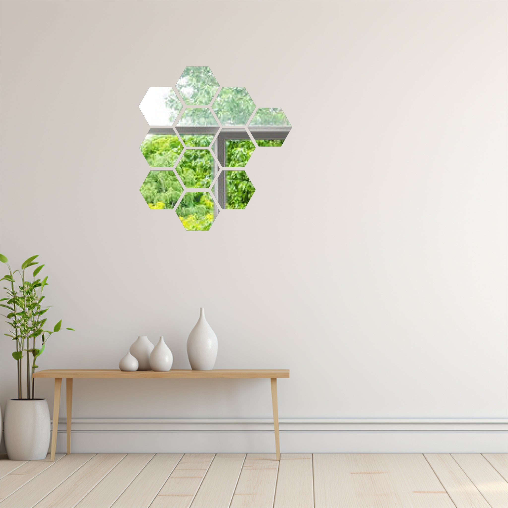 Wallexo Hexagon Silver Acrylic Wall Art