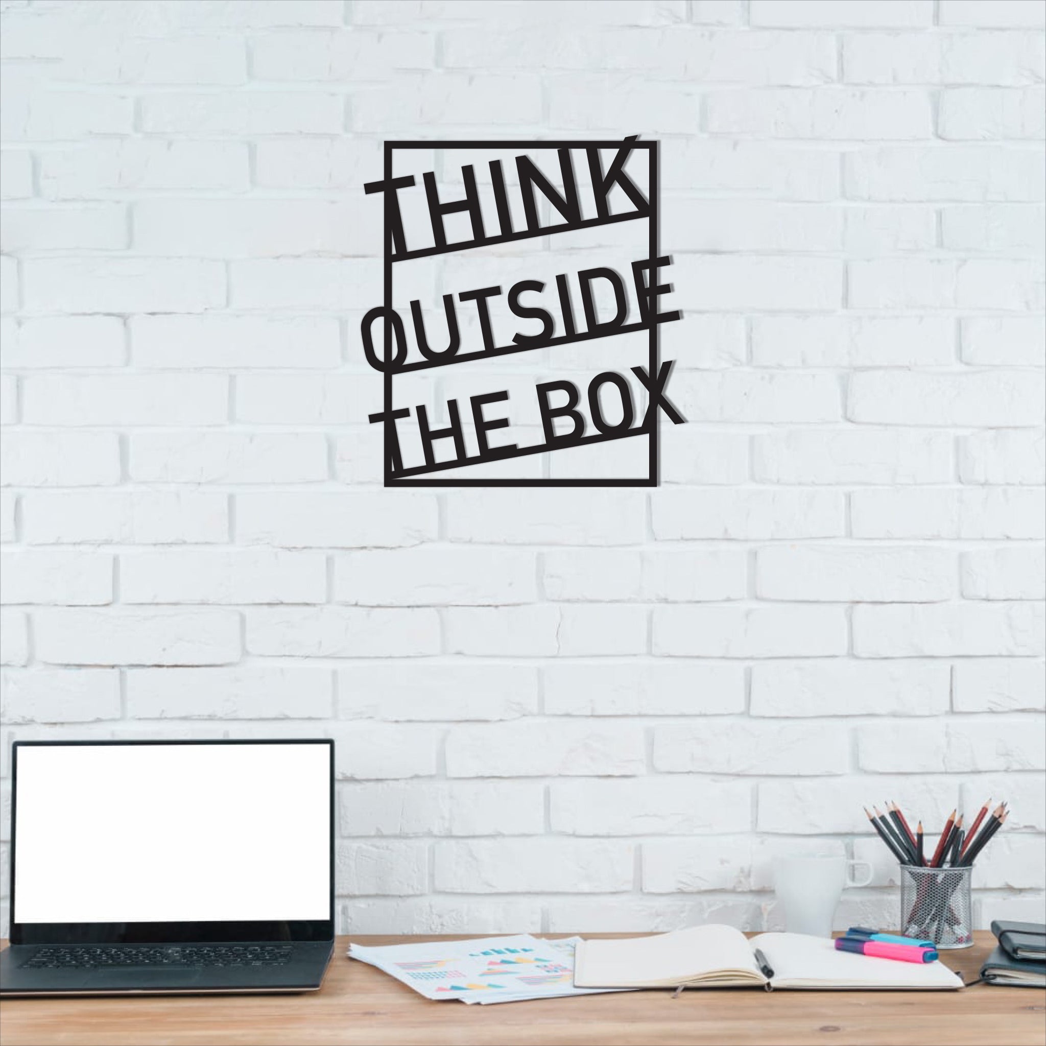 Wallexo Modern "Think Outside The Box" Wall Art
