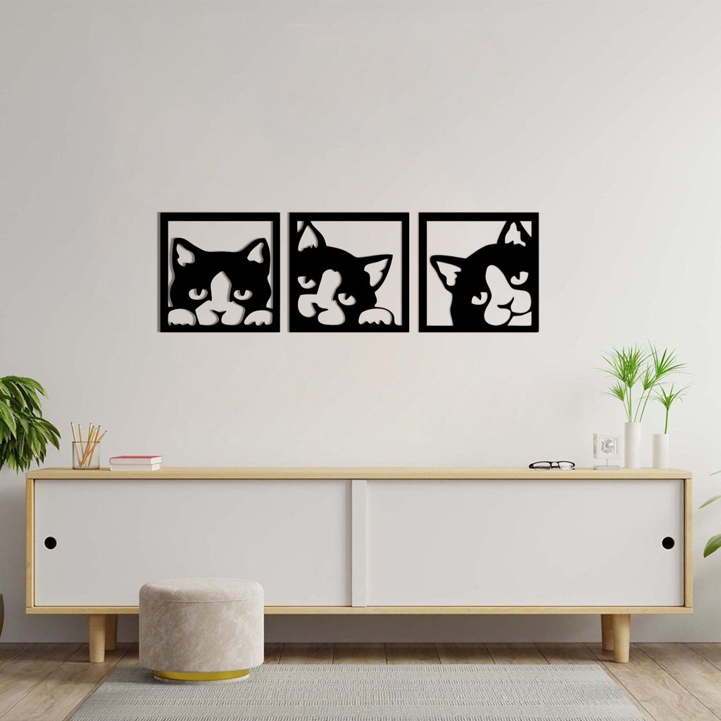 Wallexo Playful Cat Trio Wall Art