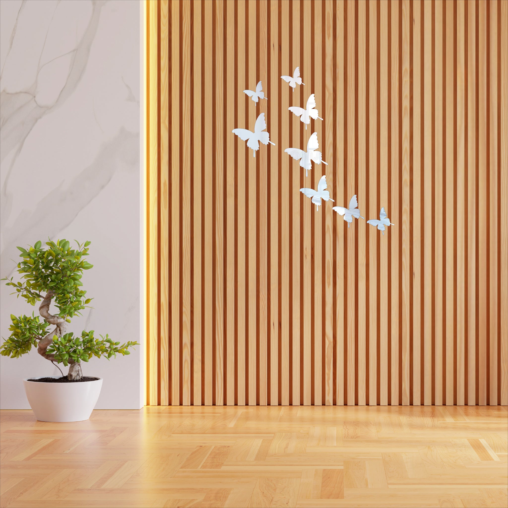 Wallexo Silver Butterfly Wall Art