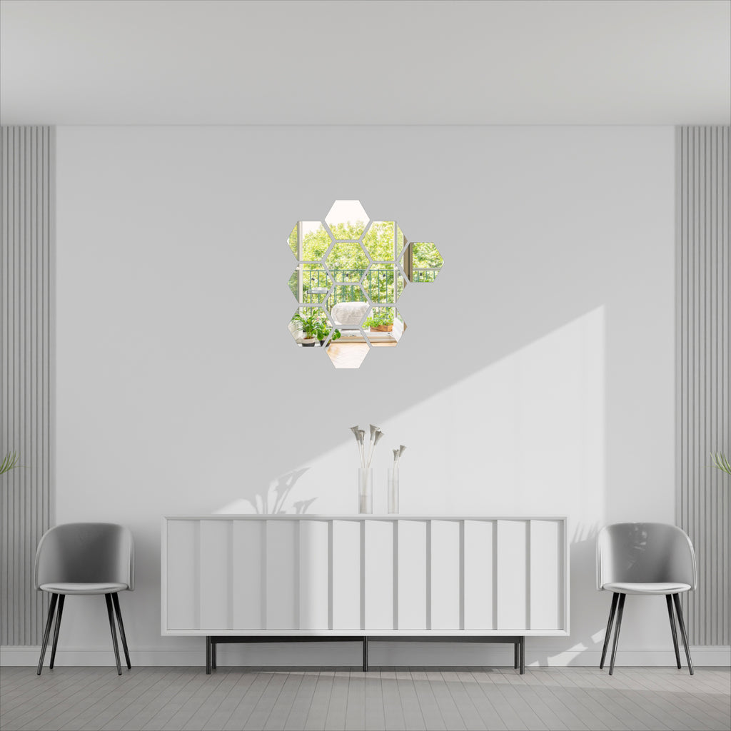 Wallexo Hexagon Silver Acrylic Wall Art