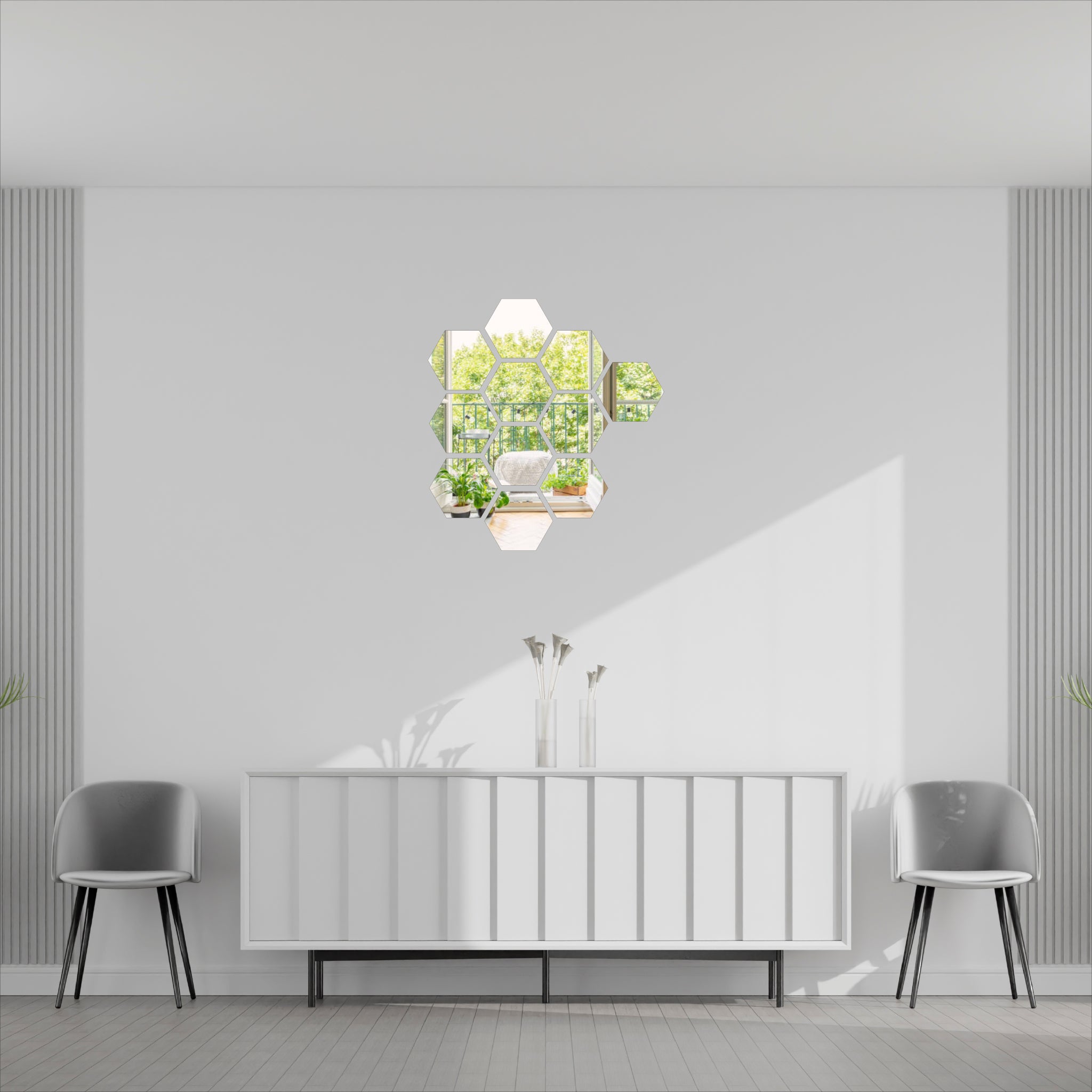 Wallexo Hexagon Silver Acrylic Wall Art