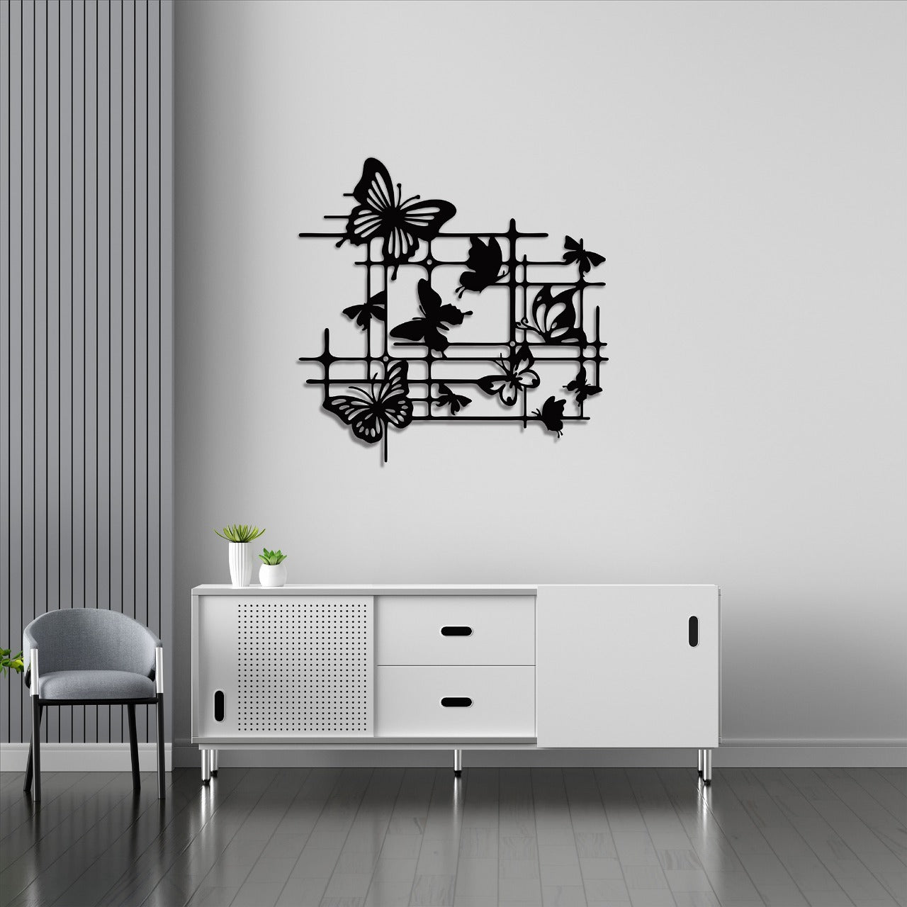 Wallexo Modern Black Butterfly Wall Art Modern