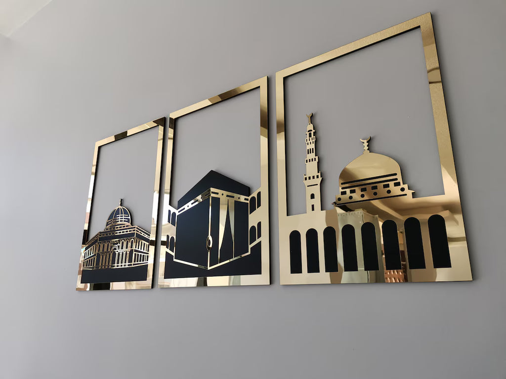 Wallexo Kaaba, Masjid Al-Aqsa &amp; Masjid An-Nabawi Islamic Wall Art
