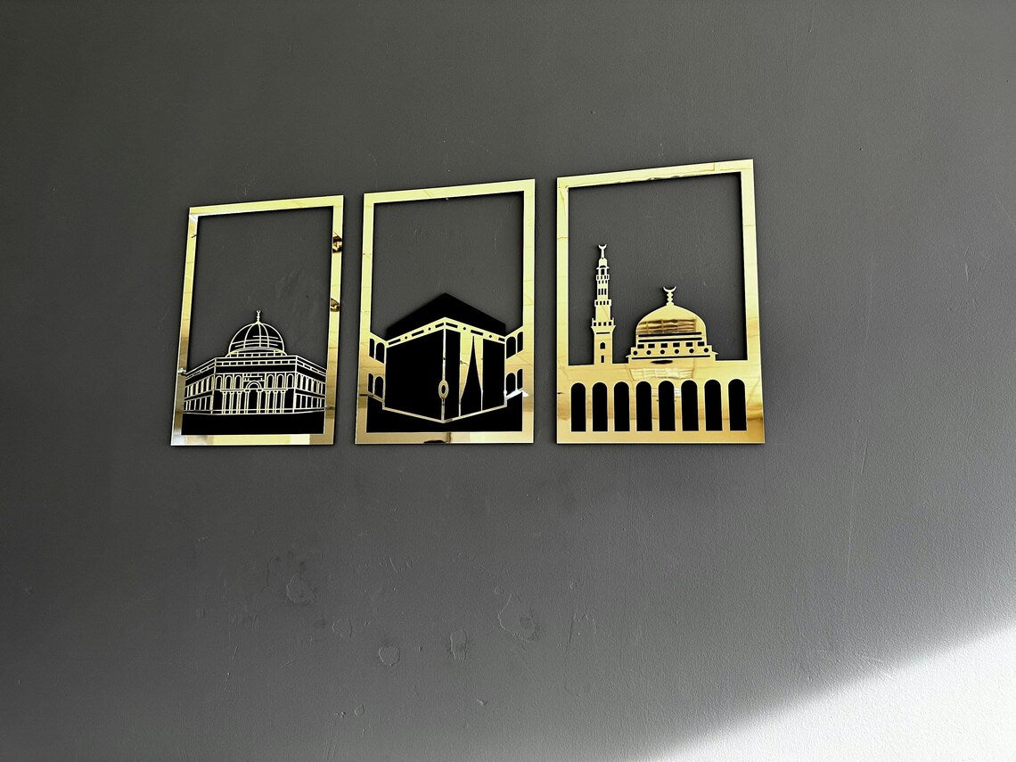 Wallexo Kaaba, Masjid Al-Aqsa &amp; Masjid An-Nabawi Islamic Wall Art