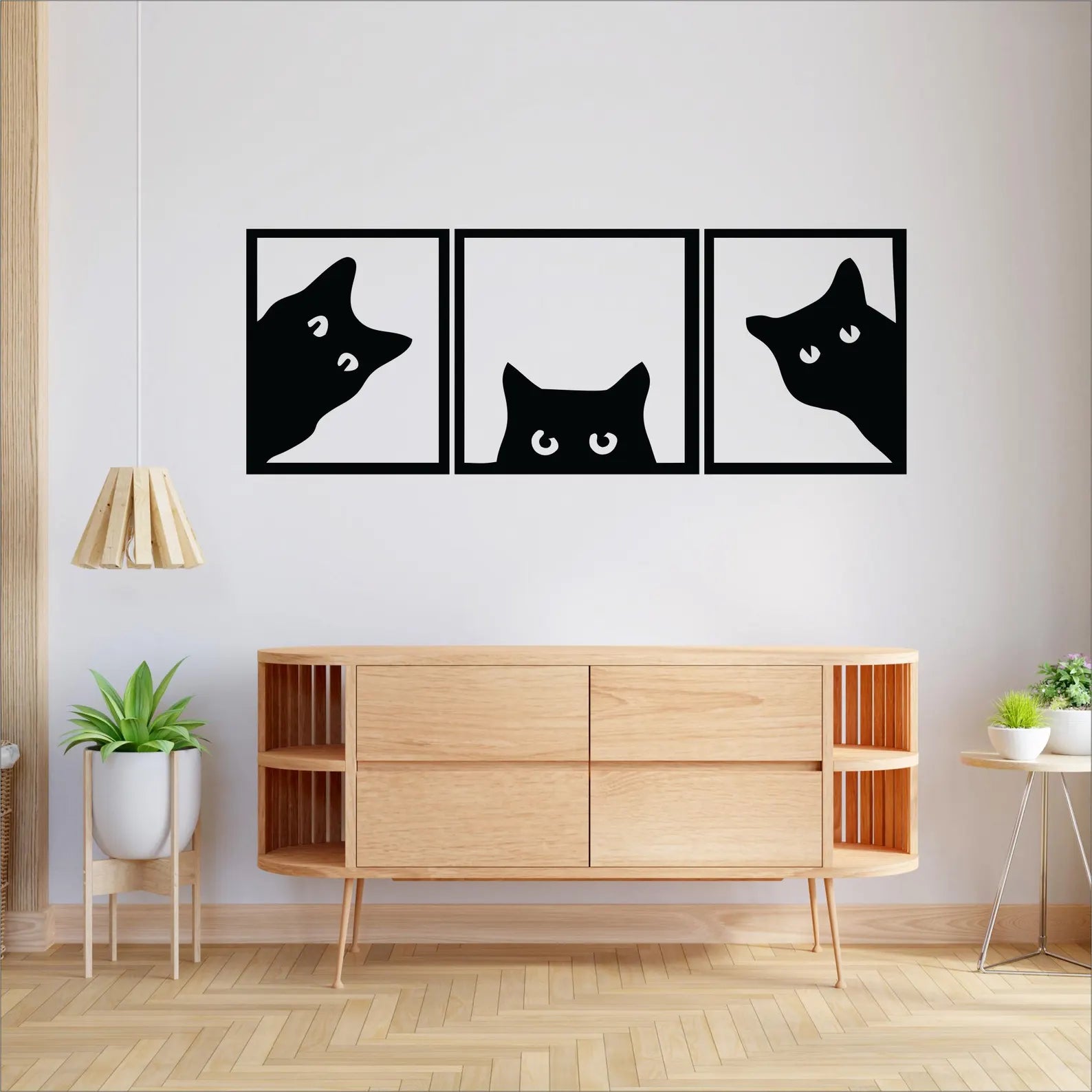 Wallexo Peeking Cats Wall Art Set of 3